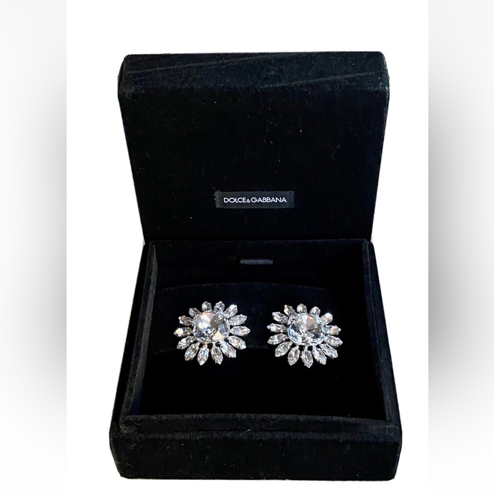 Dolce & Gabbana Crystal Flower Clip Earrings